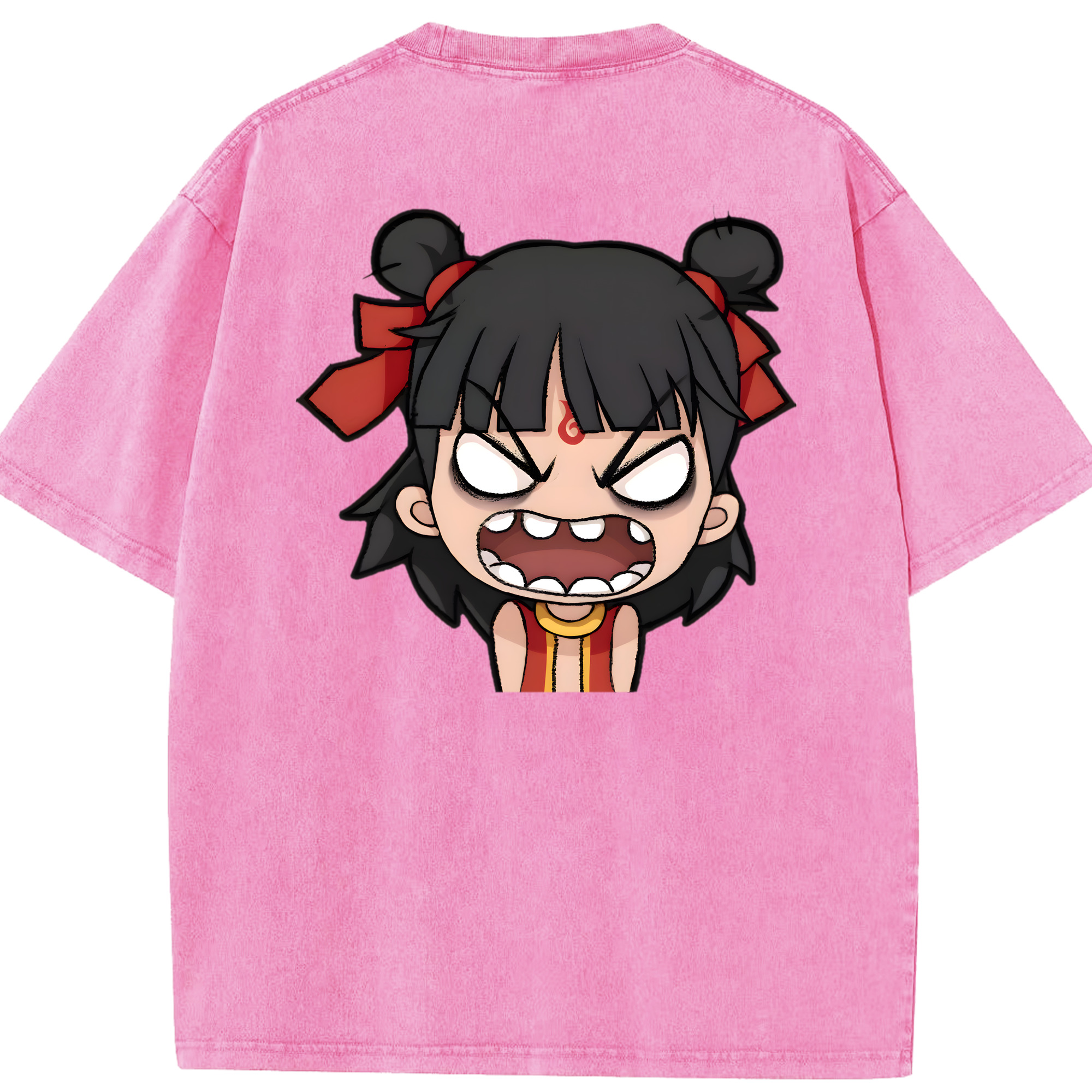 （画像用） Ne Zha 2 ナタ 魔童の大暴れ 綿100% ヴィンテージ風 半袖Tシャツ（背面プリント）